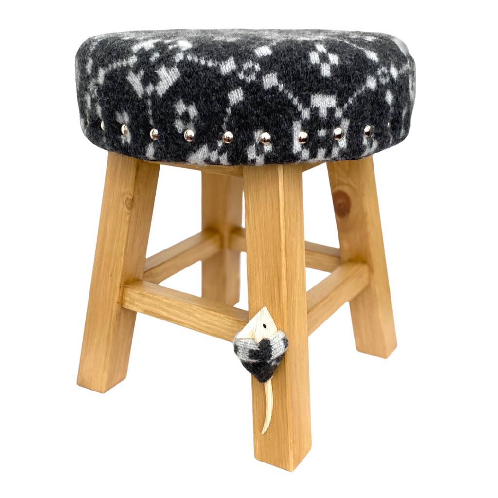 Upholstered Footstool Glo Coal Dark Grey Welsh Otter