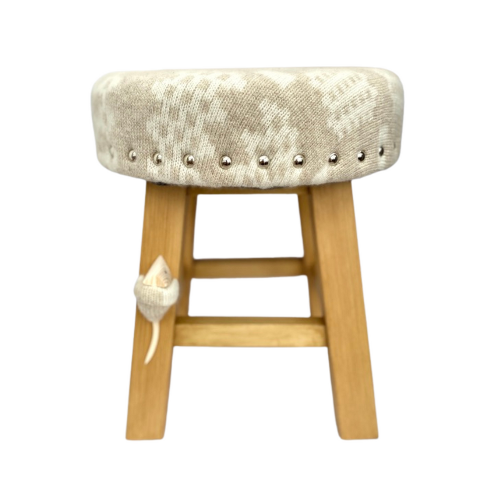 Upholstered Footstool Tywod Sand Oatmeal and Cream Welsh Otter
