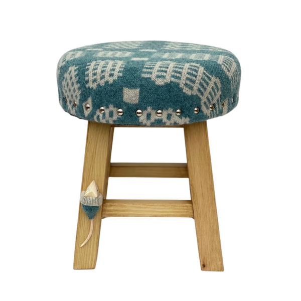 Upholstered Footstool Afon River Teal