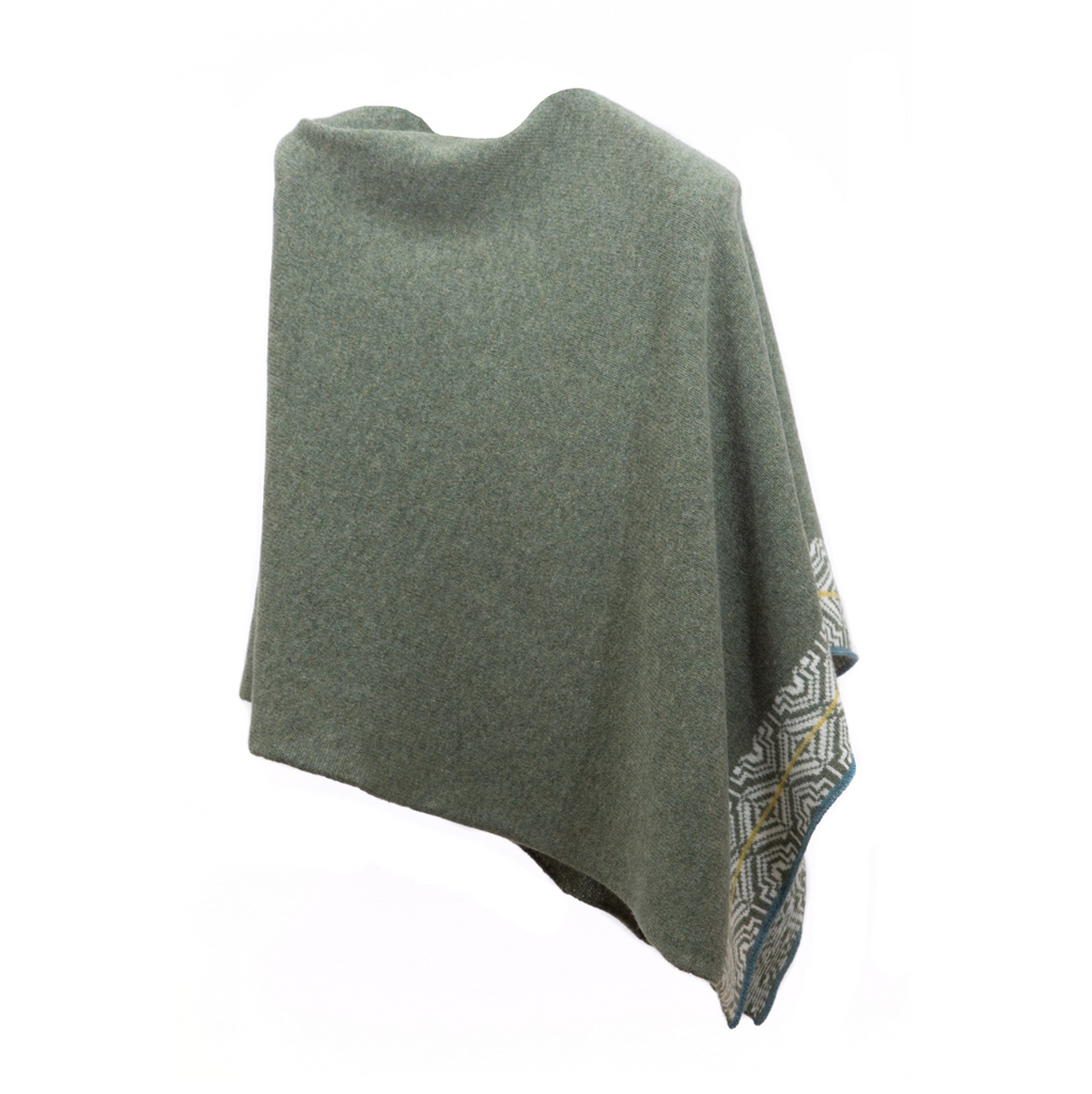 Merino Wool Poncho - Moss