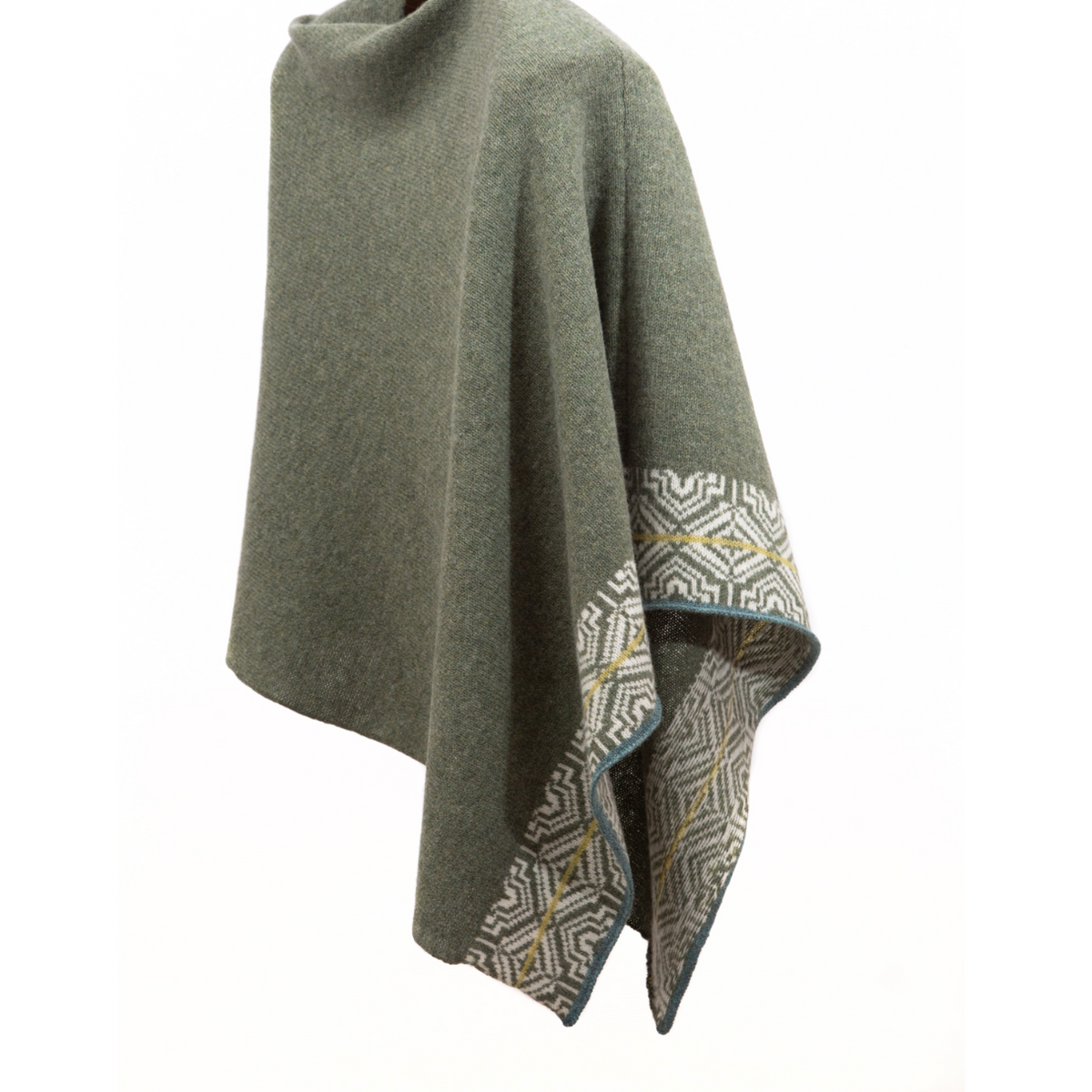 Merino Wool Poncho - Moss